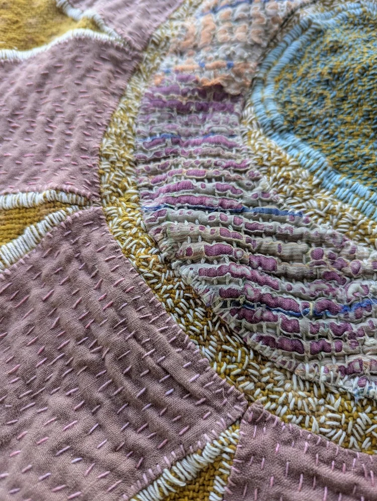 Process detail — slow stitch